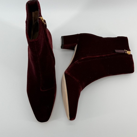 Lauren Ralph Lauren Willa Velvet Bootie Ankle Boots Zipper Burgundy Size 6 NEW - Picture 12 of 13